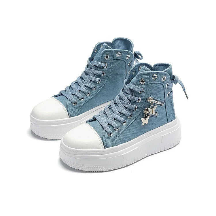 New Outdoor All-matching Butterfly Zipper Canvas Shoes - VAleG