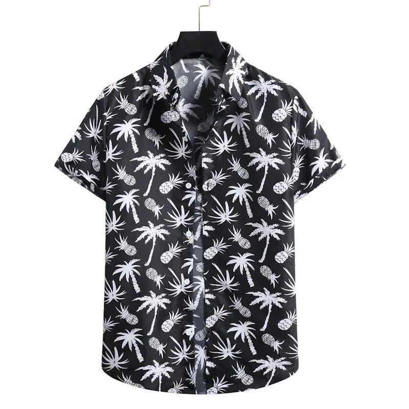 Lapel Cotton Slim-fit Printed Bamboo Shirt - VAleG