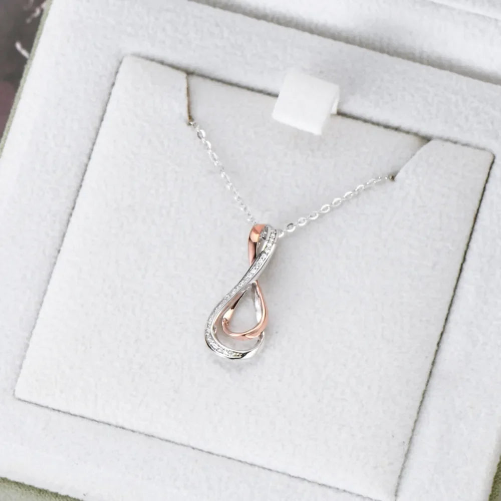 925 Sterling Silver Inlaid Moissanite Infinity Pendant Necklace - VAleG