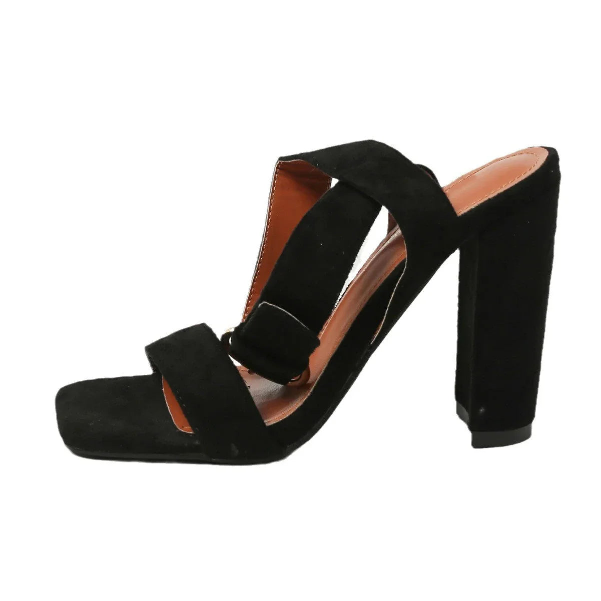 Simple Fashionable Chunky Heel Sandals Summer Square Toe Word - VAleG