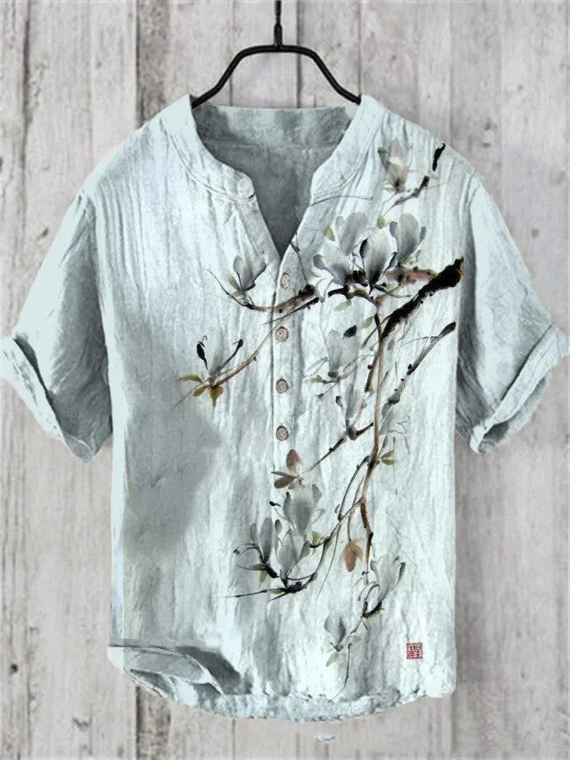Summer Men's Shirts National Trendy Style Three Breasted - VAleG