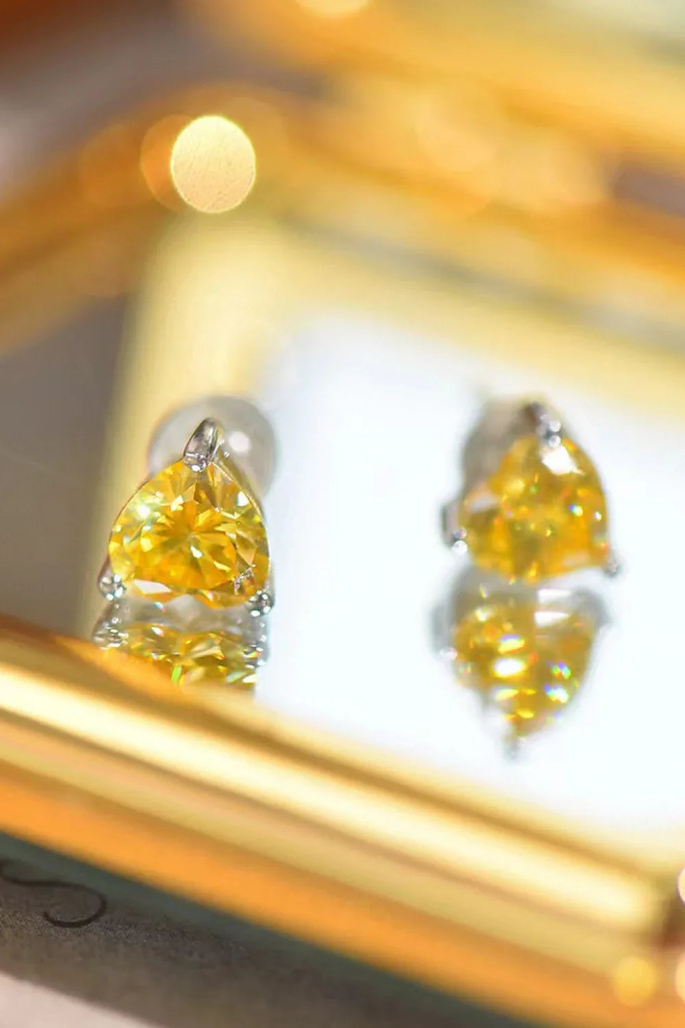 2 Carat Yellow Heart Moissanite Platinum-Plated Earrings - VAleG