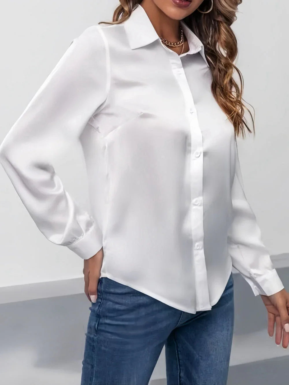 Women's Shirt Satin Silk-like Long Sleeve - VAleG