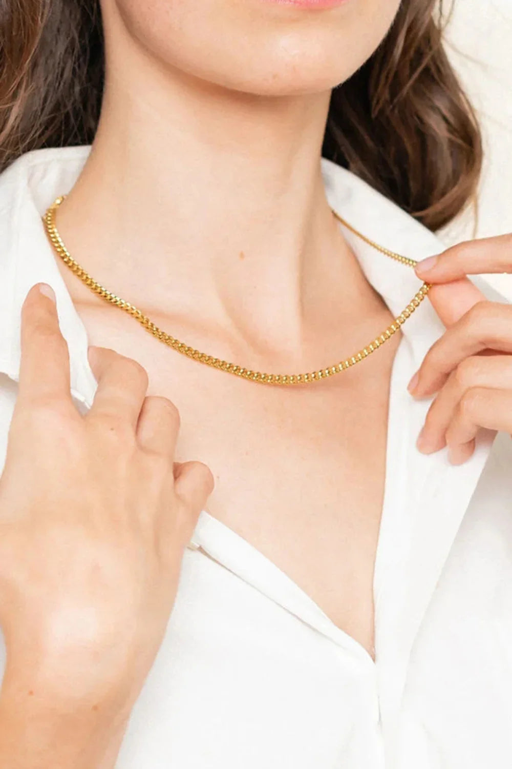 18K Gold Plated Curb Chain Necklace - VAleG