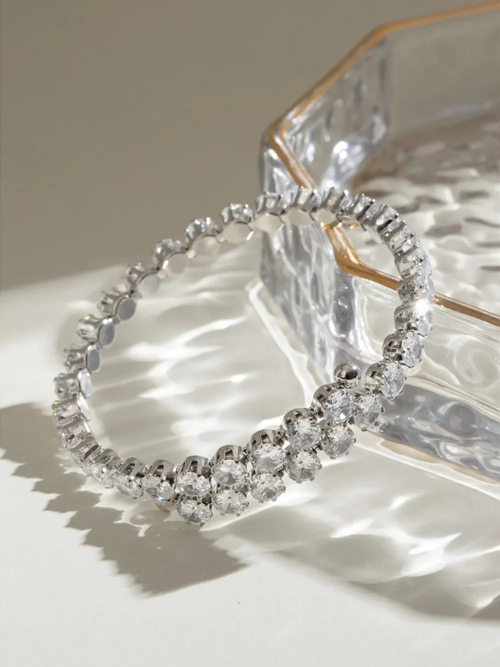 Stainless Steel Inlaid Zircon Bracelet - VAleG