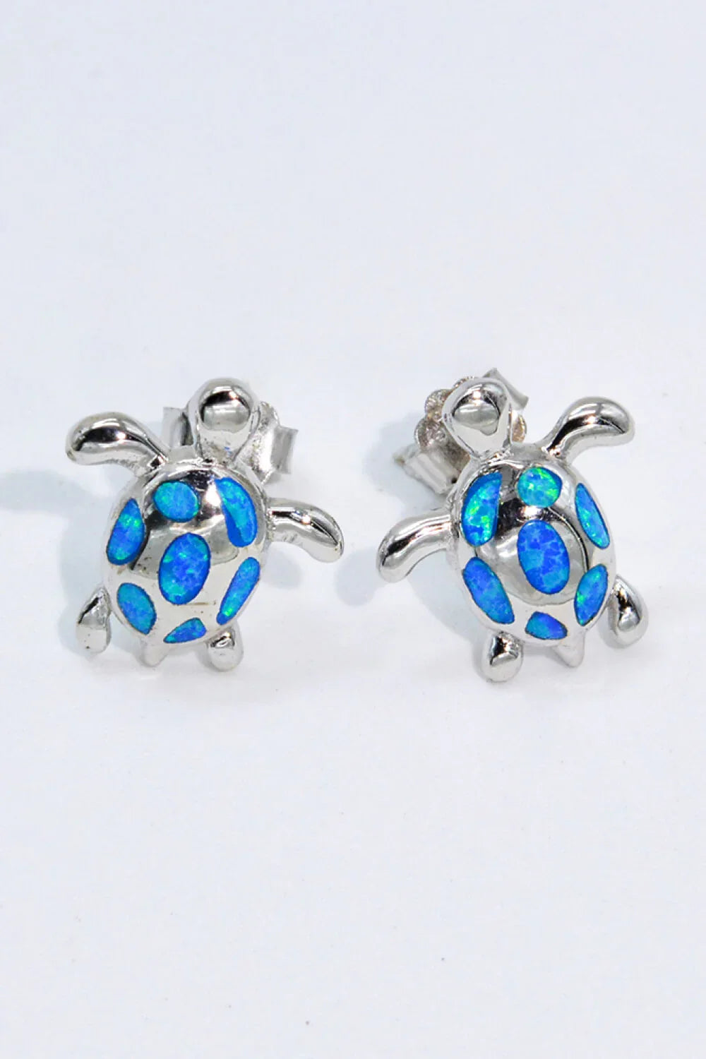 Opal Turtle Platinum-Plated Stud Earrings - VAleG