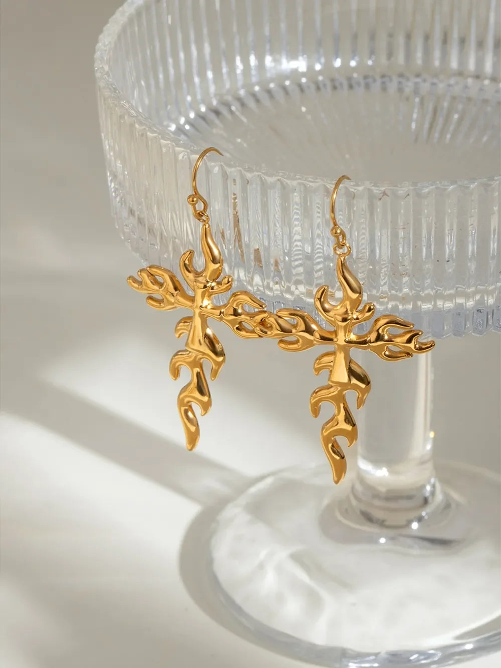 18K Gold-Plated Stainless Steel Cross Earrings - VAleG
