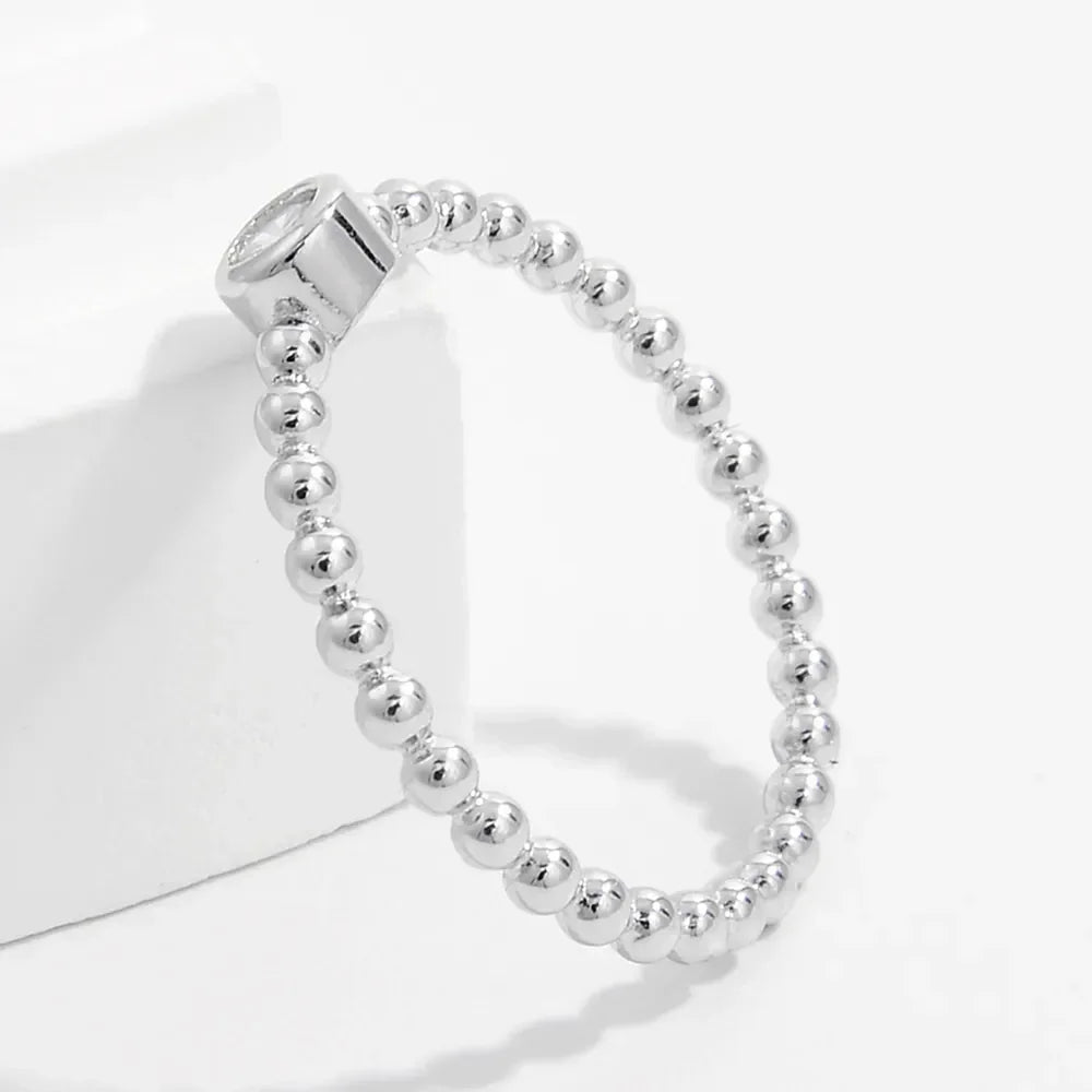 Zircon 925 Sterling Silver Bead Ring - VAleG