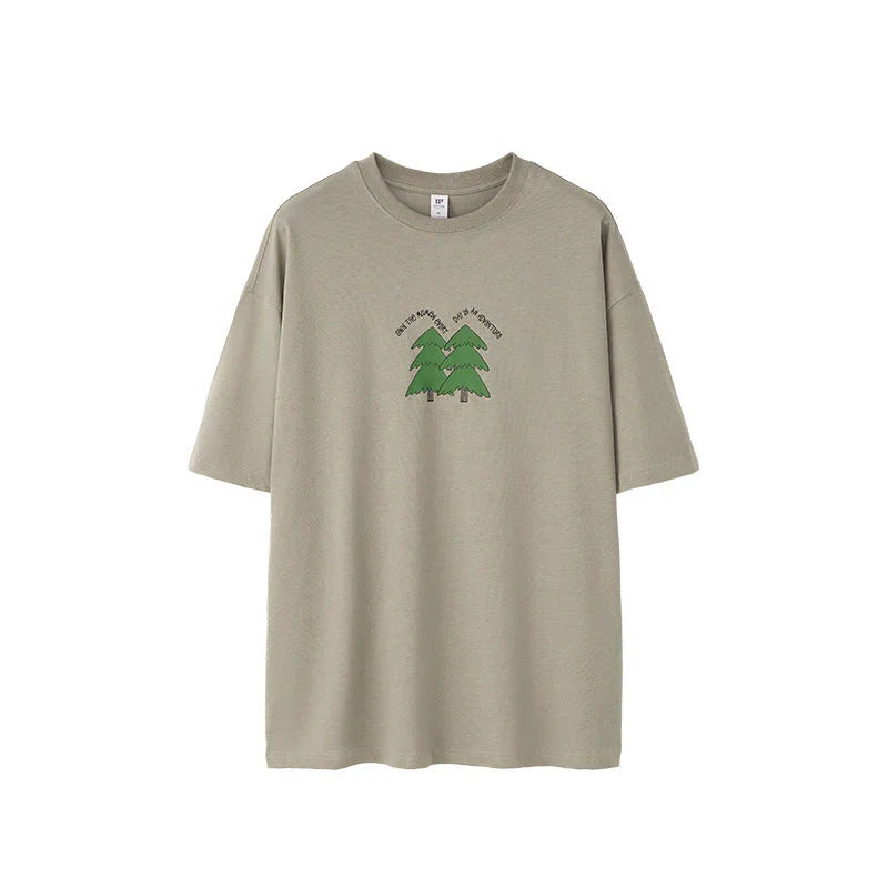 Pine Puff Print T-shirt Casual Pure Cotton - VAleG