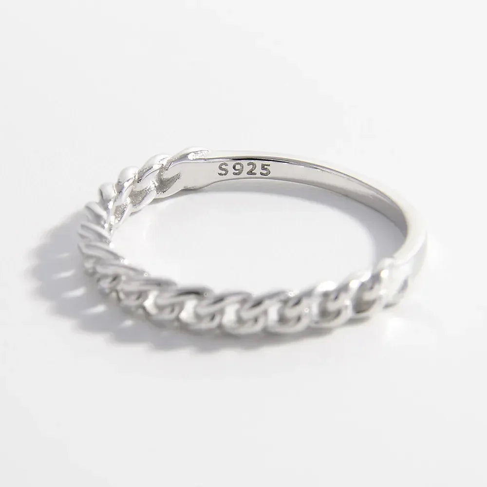 925 Sterling Silver Curb Chain Ring - VAleG