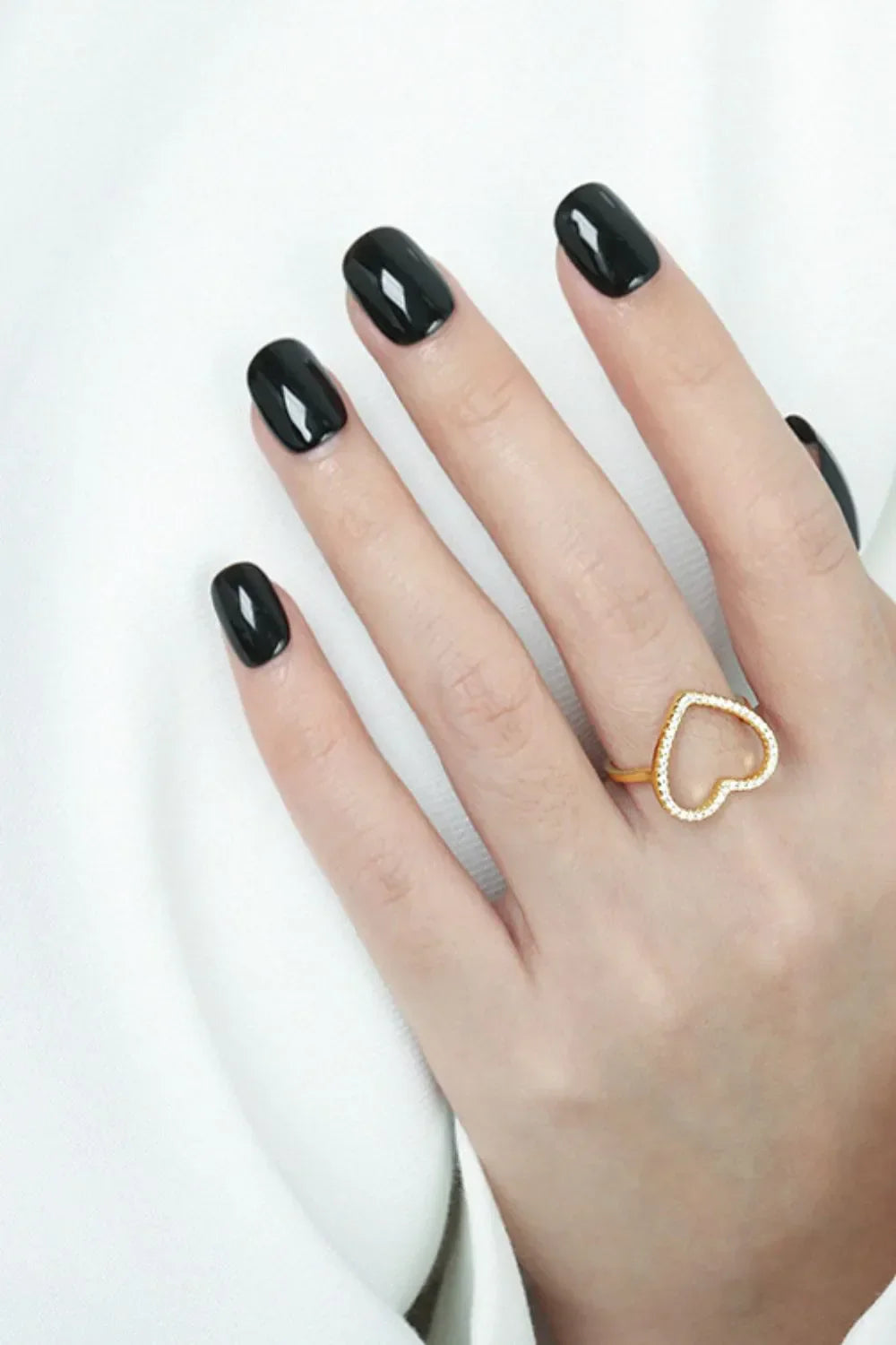 925 Sterling Silver Inlaid Zircon Heart Ring - VAleG