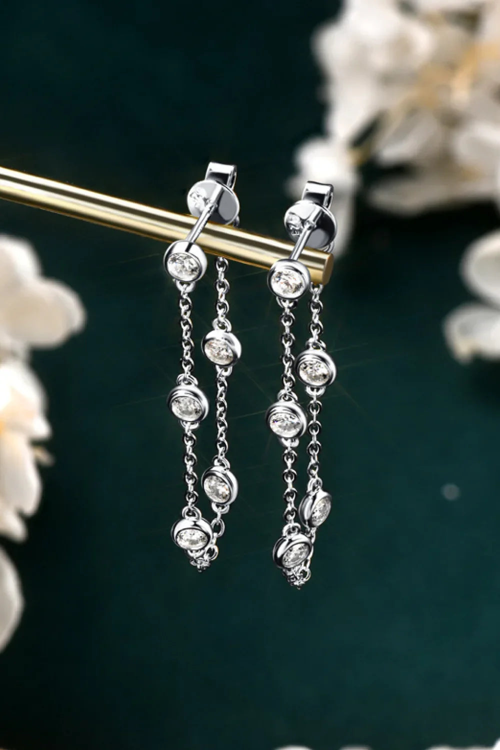 1 Carat Moissanite 925 Sterling Silver Chain Earrings - VAleG