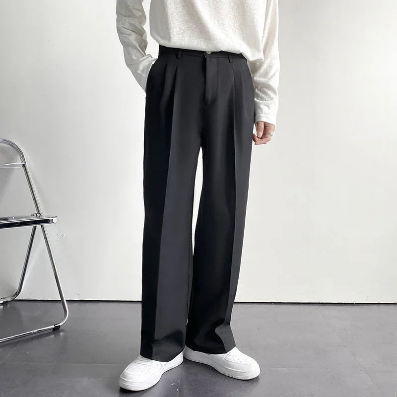 Loose Korean Style Casual White Wide Leg Trousers - VAleG