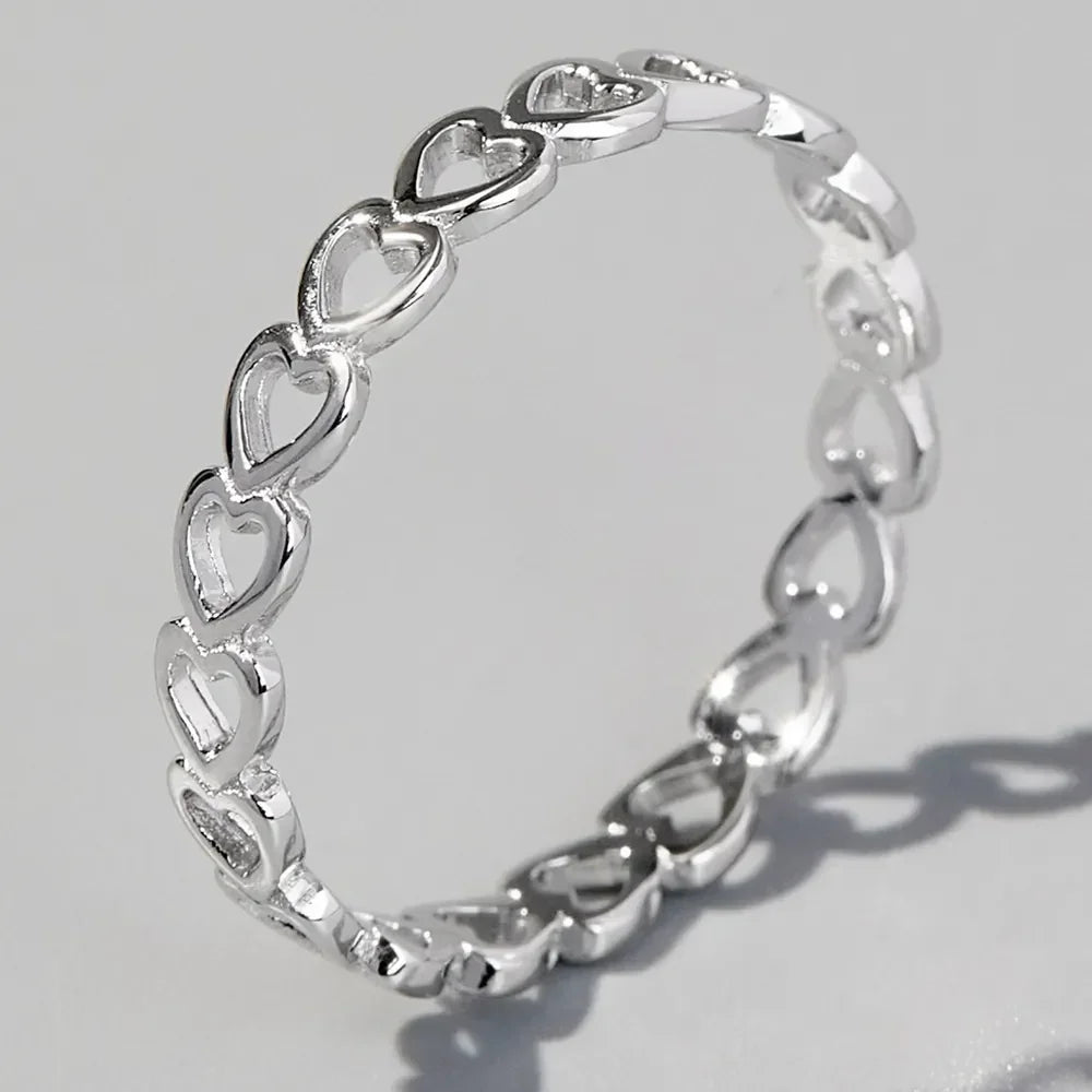 925 Sterling Silver Heart Link Ring - VAleG