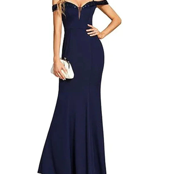Women's Clothing Off-neck Sling Evening Long Dress - VAleG