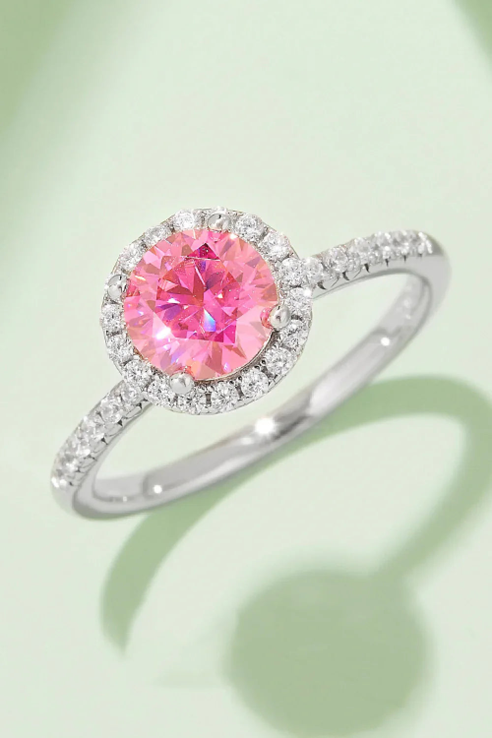 1 Carat Moissanite 925 Sterling Silver Halo Ring - VAleG