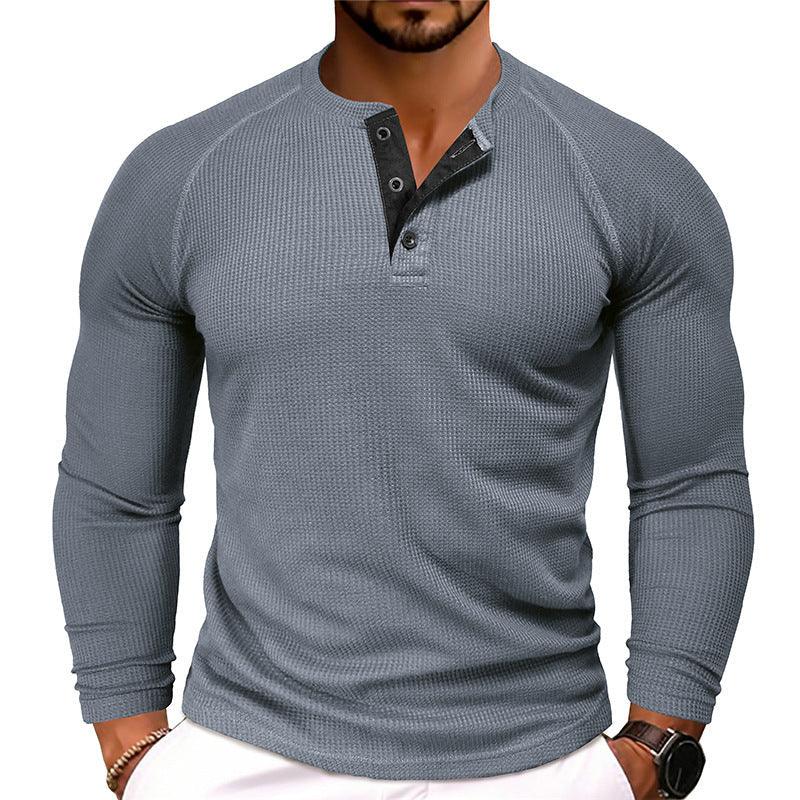 Men's Round Neck Waffle Casual T-shirt - VAleG