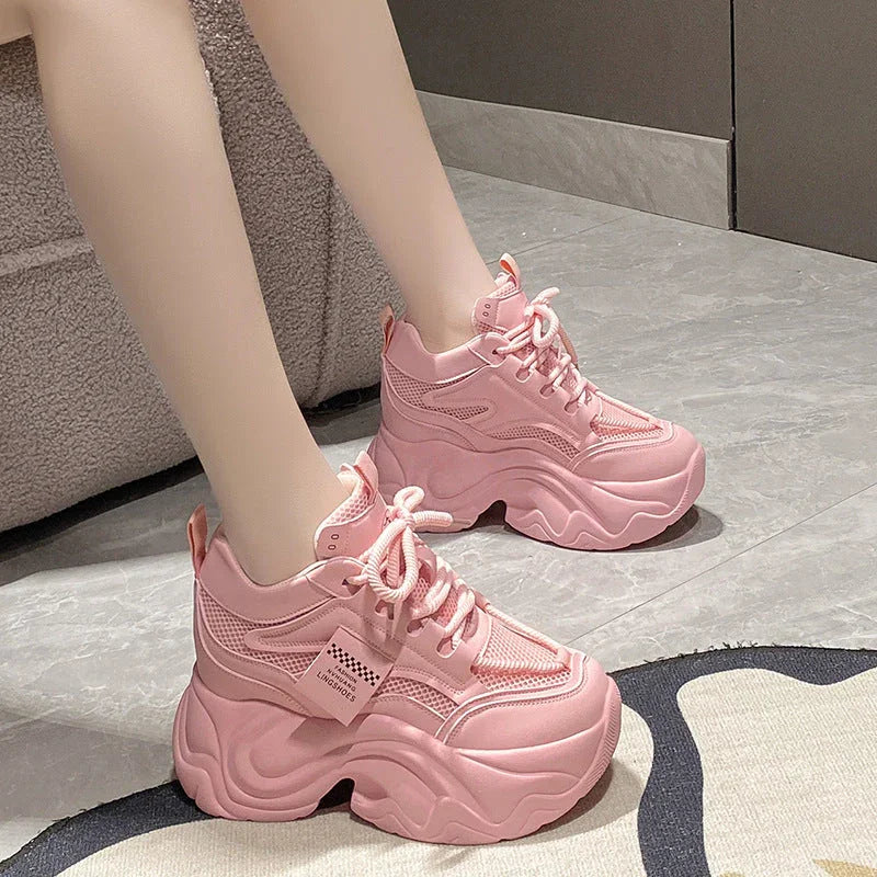 Platform Lace-up Fashion Solid Color Simple Casual Shoes - VAleG