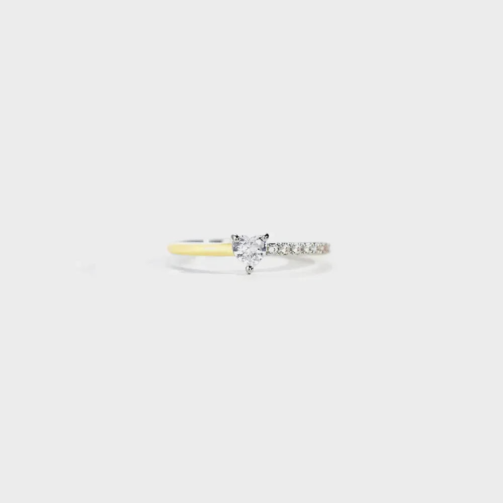 Heart Shape Inlaid Zircon Enamel Ring - VAleG