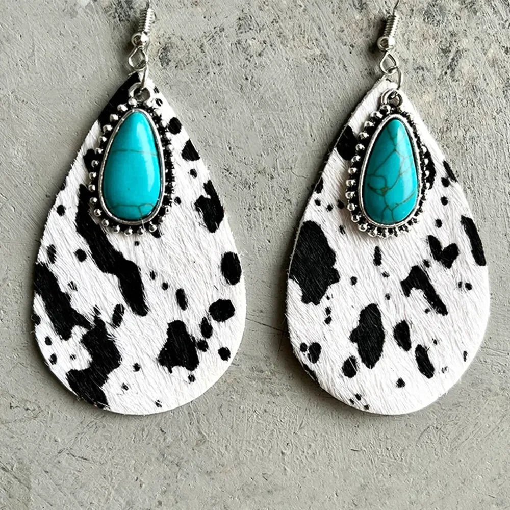 Artificial Turquoise Teardrop Earrings - VAleG