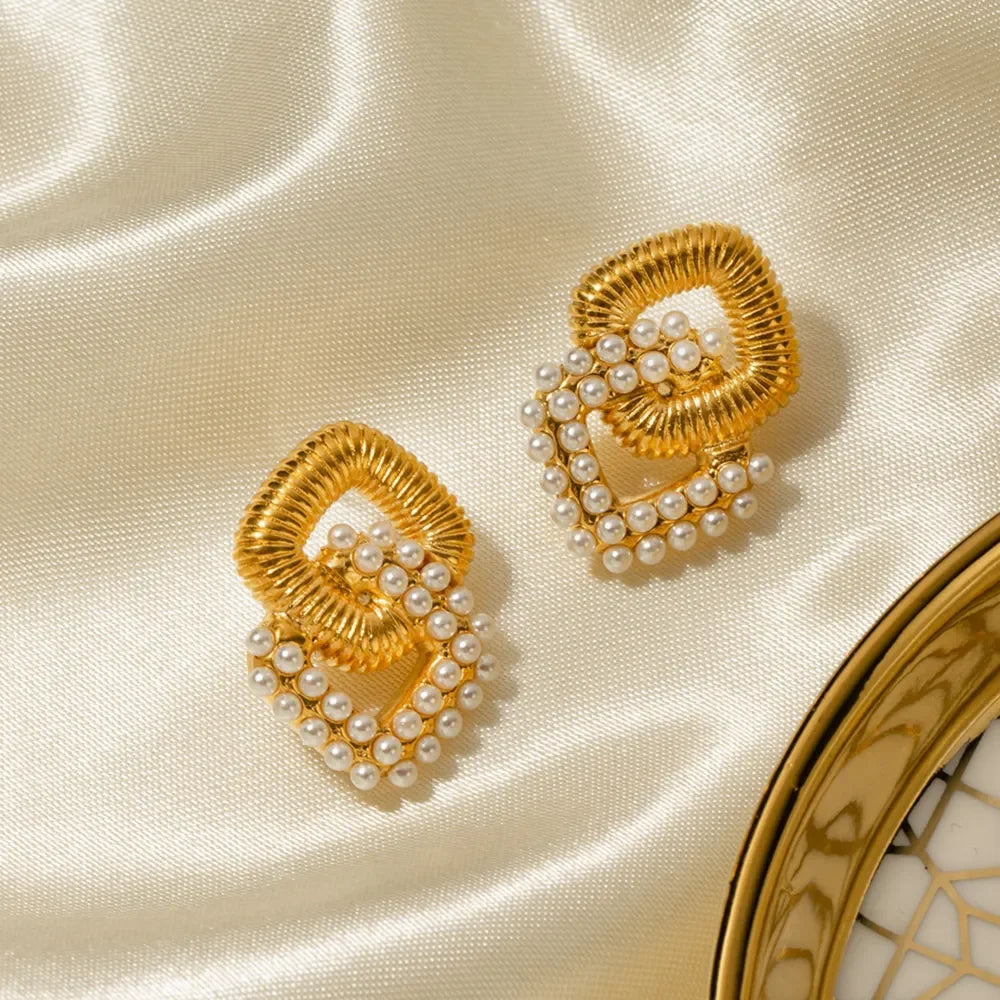 18K Gold-Plated Stainless Steel Square Earrings - VAleG
