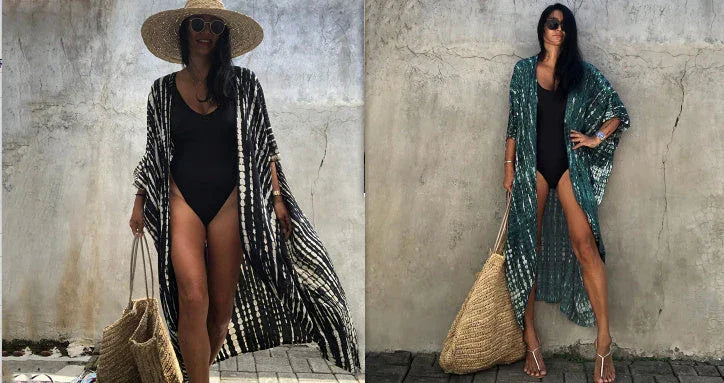 Polyester Ladies Sun Protection Resort Beach Dress Cover Up - VAleG