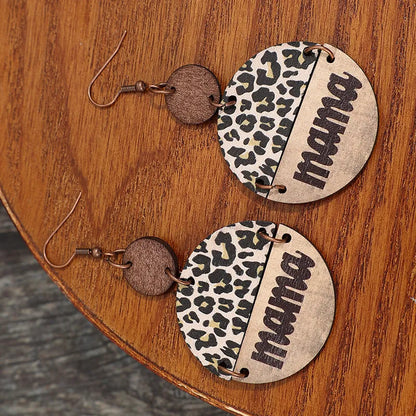 Wooden Leopard Round Shape Earrings - VAleG