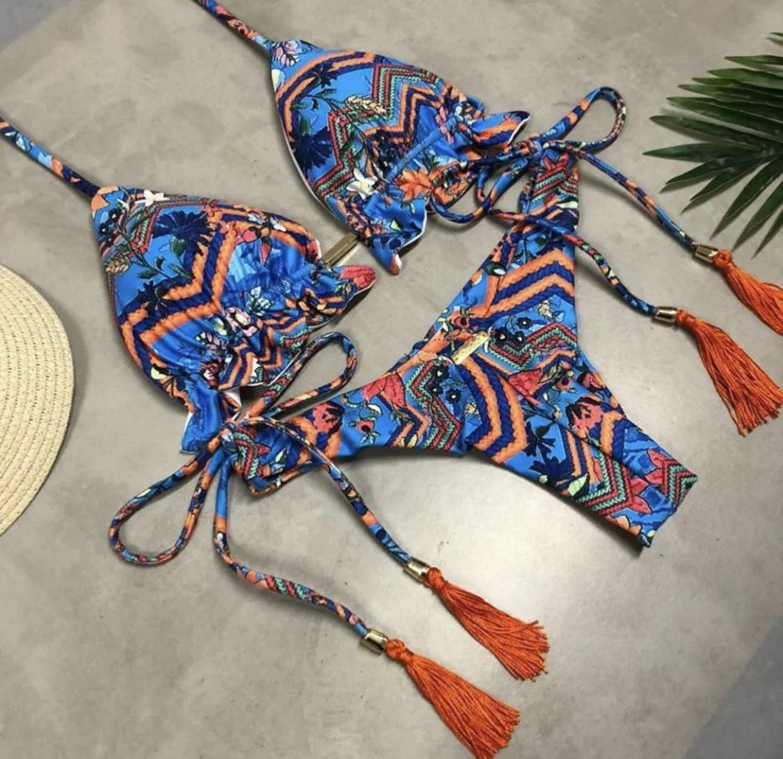Women's Beach Split Printed Swimsuit - VAleG
