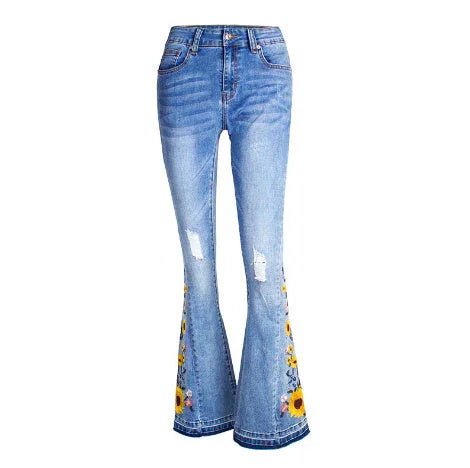Women's Flared Jeans Women's 3D Embroidery - VAleG
