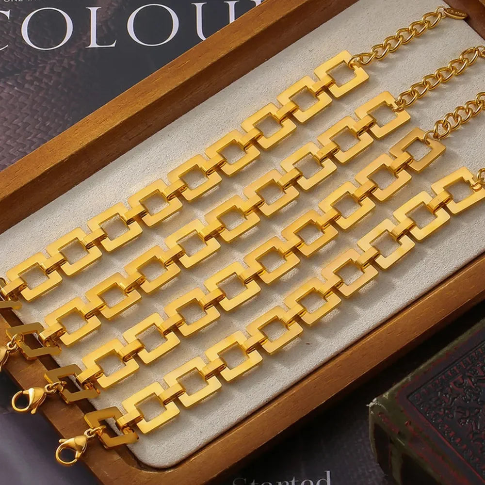 Titanium Steel Hollow Square Chain Bracelet - VAleG
