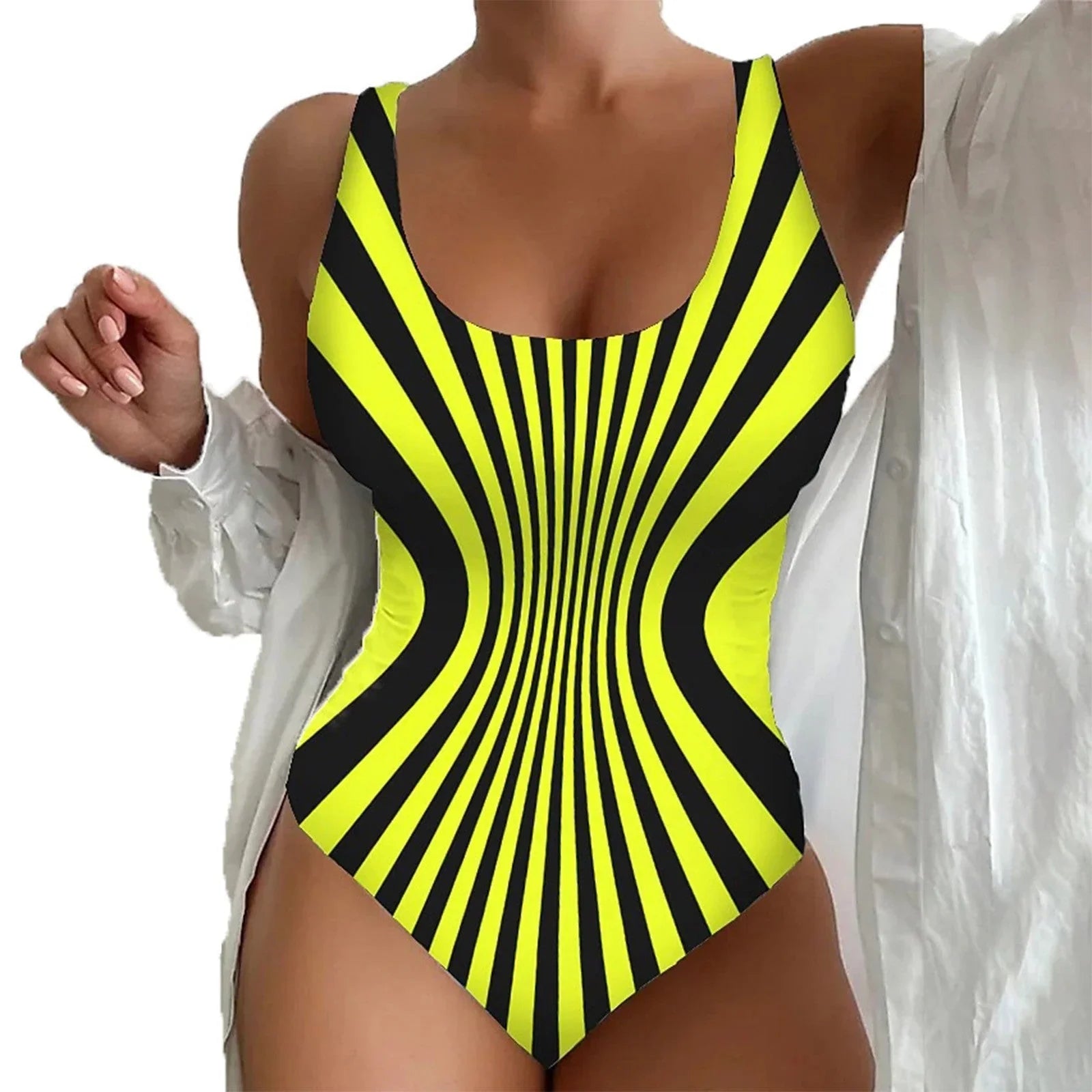 Women's Seaside Beach Swimsuit 3D Contrast Color One-piece Swimsuit - VAleG