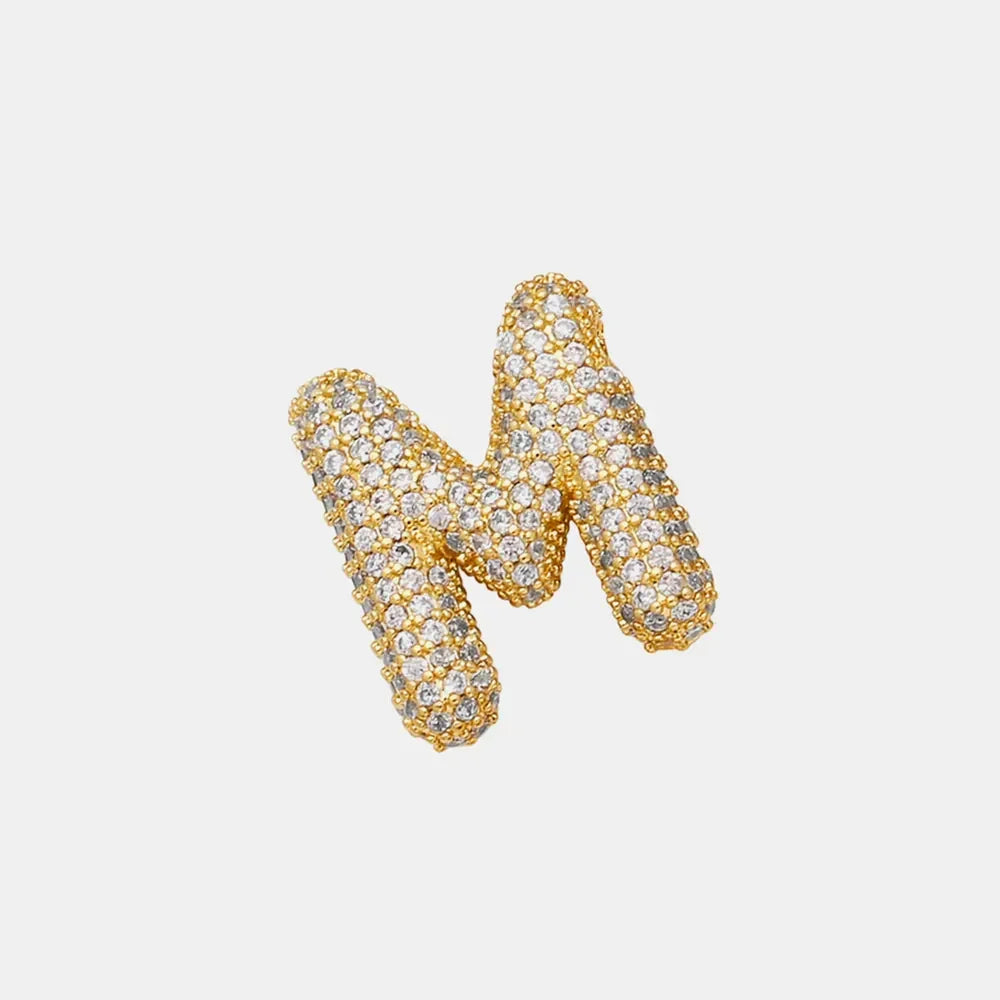 Inlaid Zircon Bubble Initial Necklace - VAleG