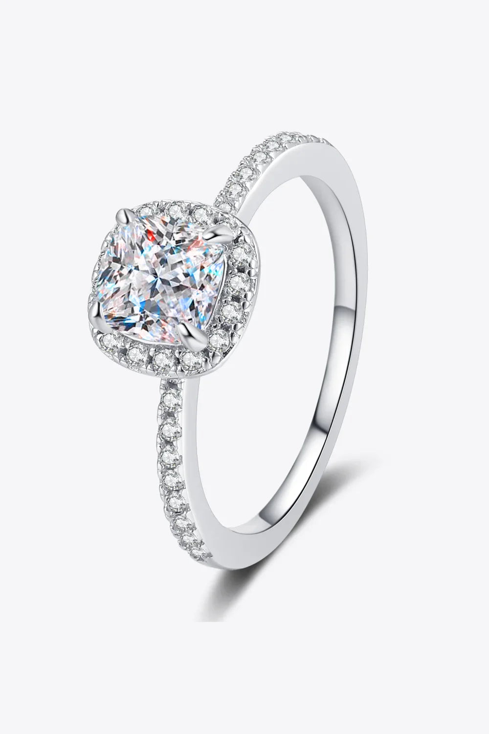 1 Carat Moissanite 925 Sterling Silver Halo Ring - VAleG