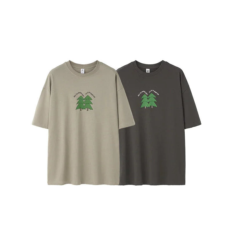 Pine Puff Print T-shirt Casual Pure Cotton - VAleG