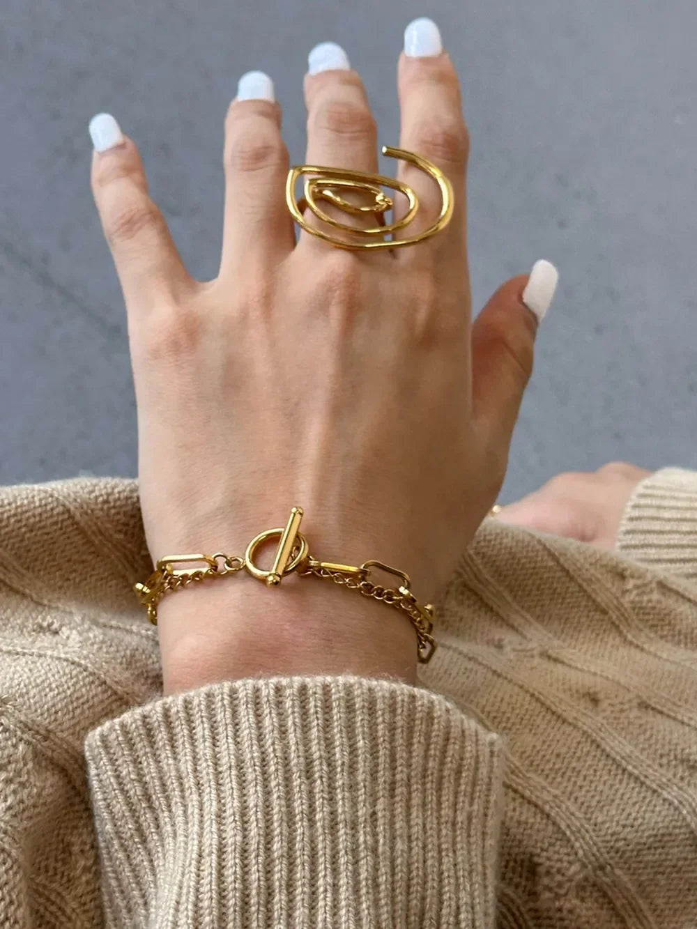 18K Gold-Plated Stainless Steel Chain Bracelet - VAleG