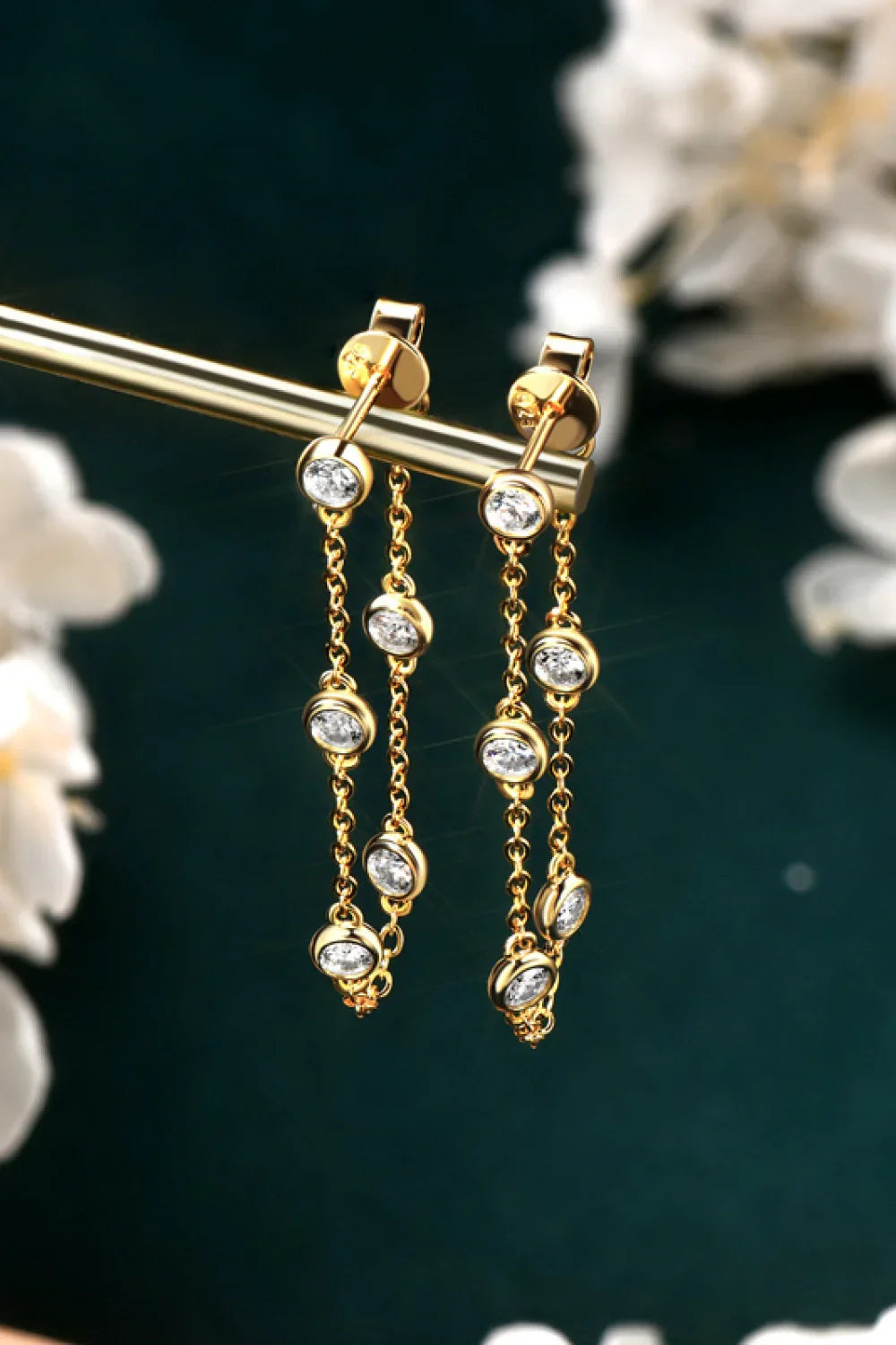 1 Carat Moissanite 925 Sterling Silver Chain Earrings - VAleG