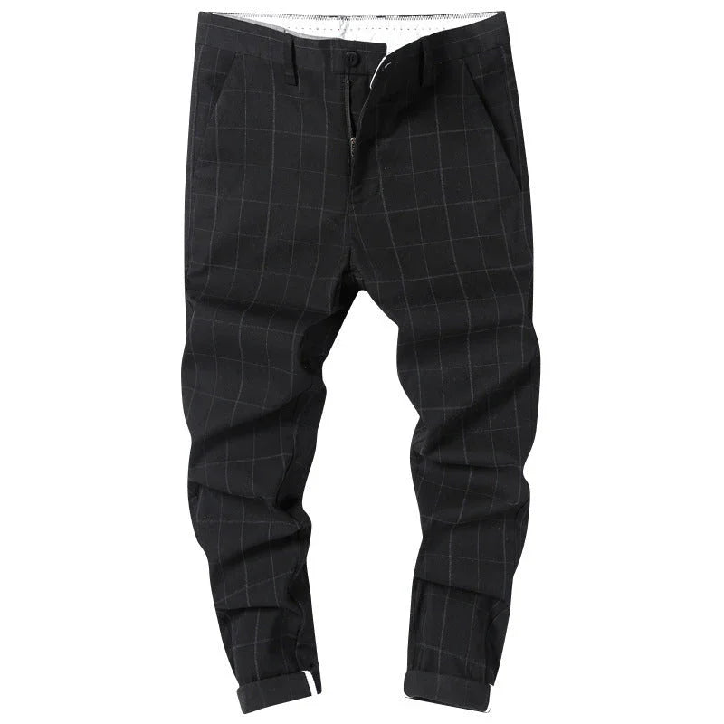 Casual Pants Men's Simple Plaid Slim Fit Straight-leg Trousers - VAleG