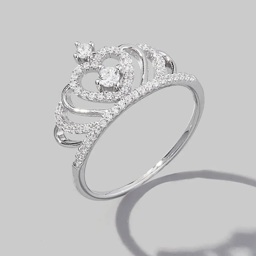 Crown Shape Zircon 925 Sterling Silver Ring - VAleG