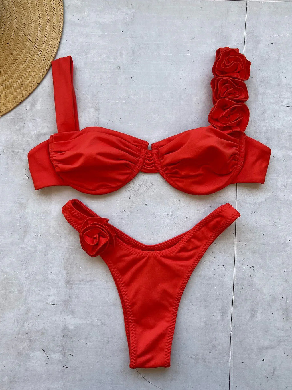 Steel Bracket Three-dimensional Flower Split Women's Swimsuit Swimsuit - VAleG