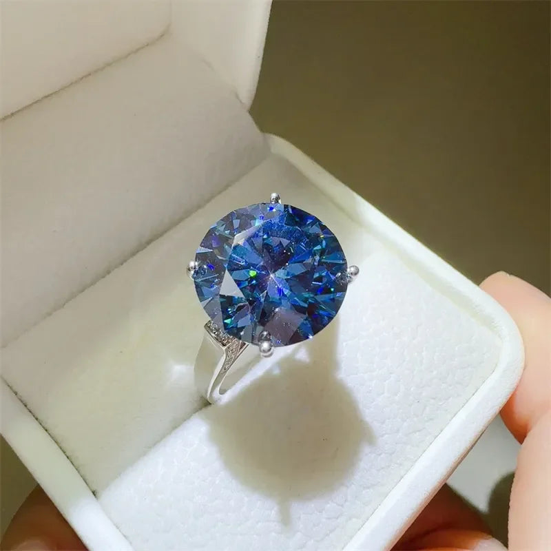 10 Carat 925 Sterling Silver Moissanite Ring - VAleG