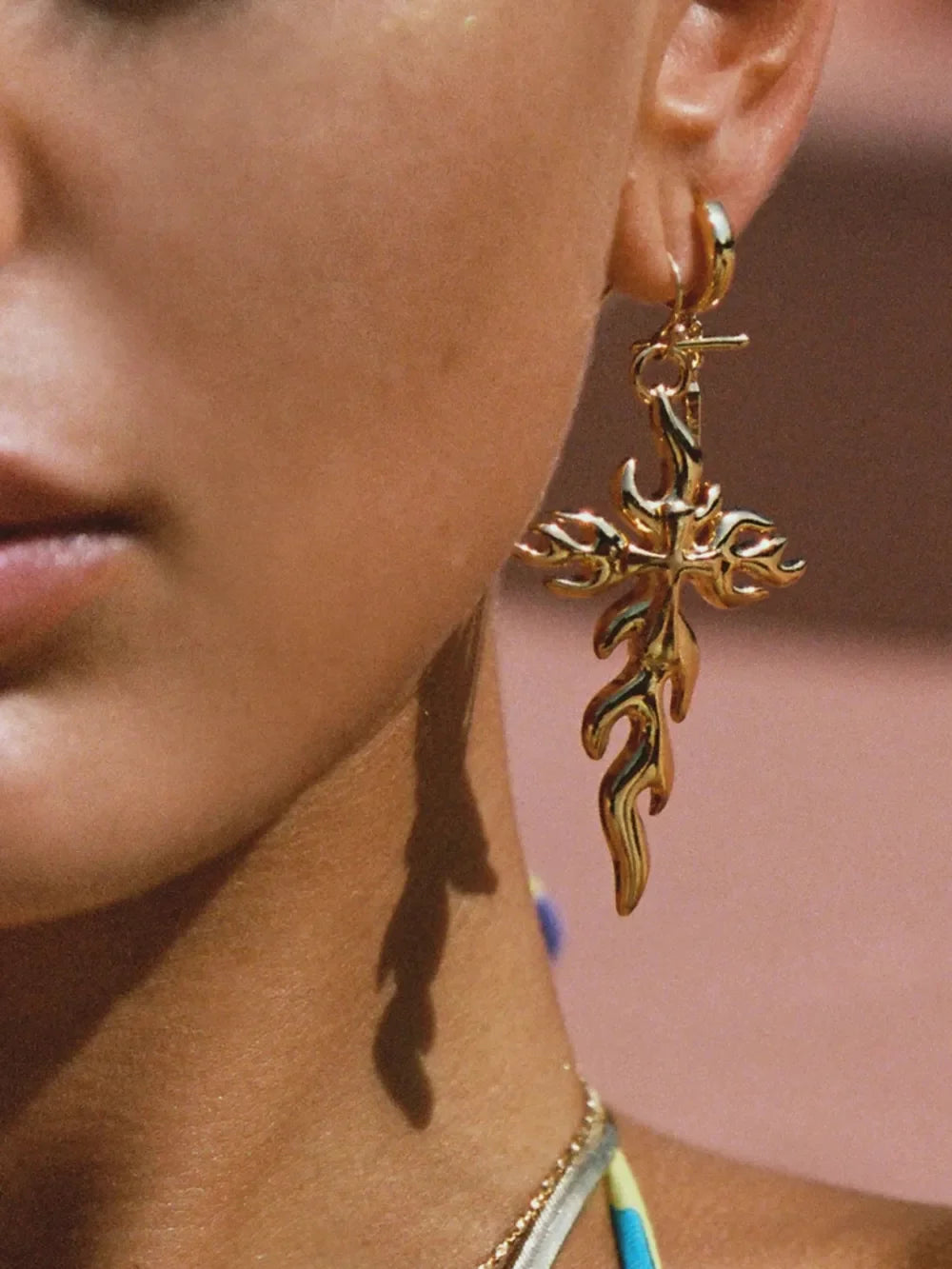 18K Gold-Plated Stainless Steel Cross Earrings - VAleG