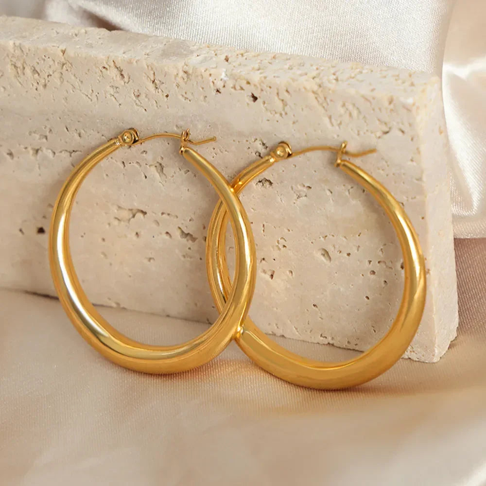 18K Gold-Plated Hoop Earrings - VAleG