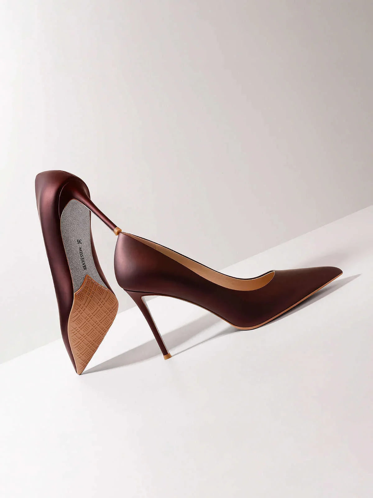 Pointed High Heels Women's Stiletto Heel Leather Pumps - VAleG