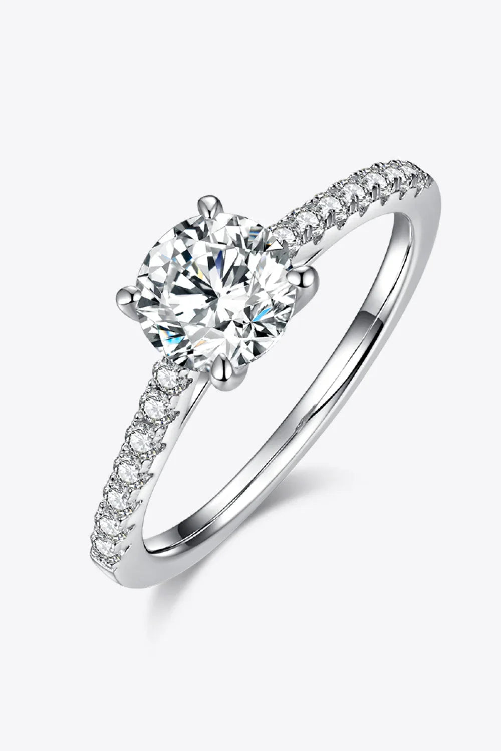 1 Carat Moissanite 925 Sterling Silver Side Stone Ring - VAleG