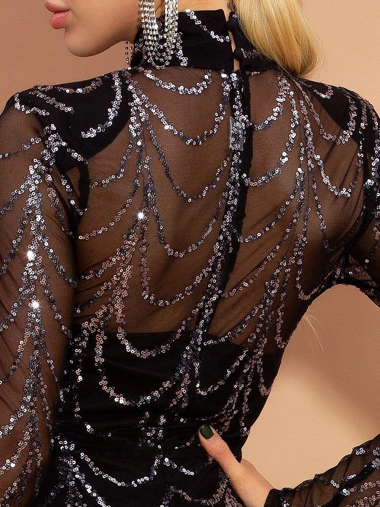Sequins Women Maxi Dresses Long Sleeve Female Party Dresses - VAleG