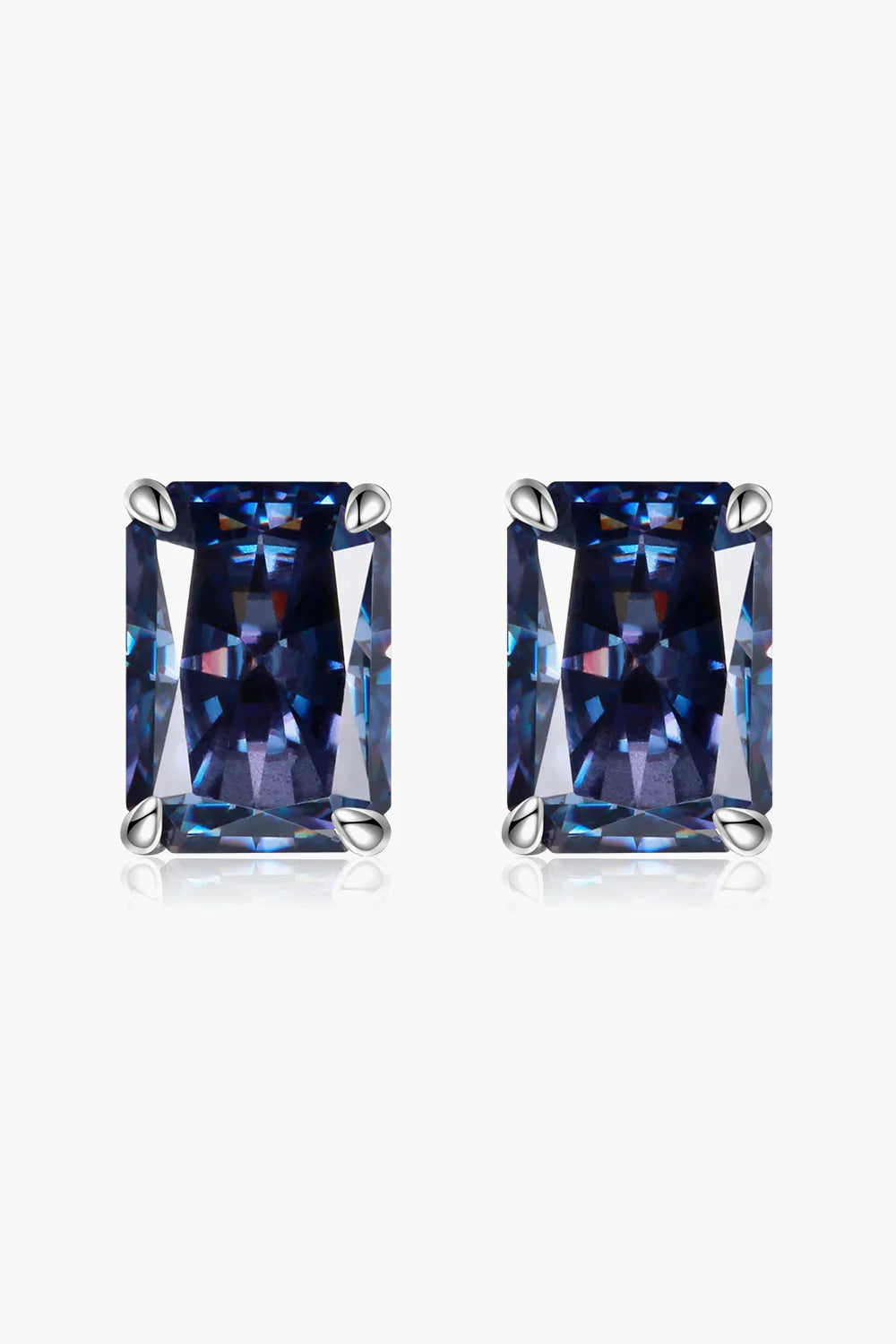 2 Carat Rectangle Moissanite 4-Prong Stud Earrings - VAleG