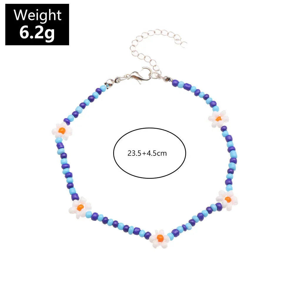 Bohemian Beach Resort Style Daisy Anklet - VAleG