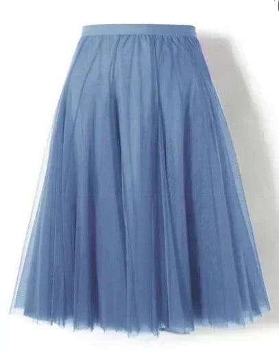 Square Dance Red Mesh Skirt Large Swing Skirt Slimming A Line Skirt Cover Slim Purple Gauze Skirt Short - VAleG