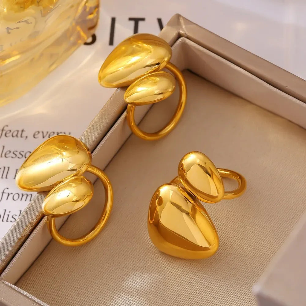 18K Gold-Plated Irregular Bypass Ring - VAleG
