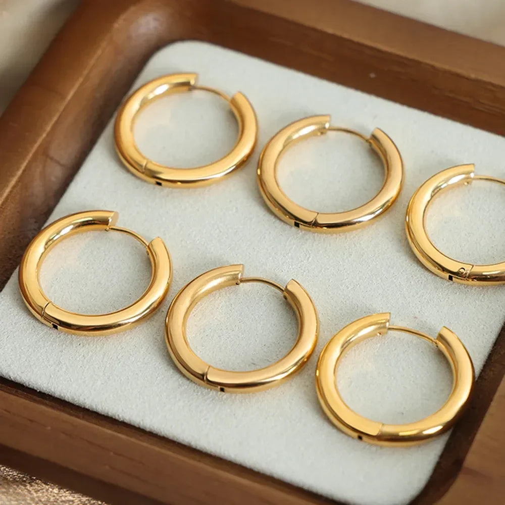 18K Gold-Plated Huggie Earrings - VAleG